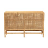 bali & pari Vivan Modern Bohemian Natural Brown Rattan and Mahogany Wood Storage Cabinet