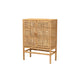 bali & pari Vivan Modern Bohemian Natural Brown Rattan and Mahogany Wood 3-Shelf Storage Cabinet