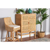 bali & pari Vivan Modern Bohemian Natural Brown Rattan and Mahogany Wood 3-Shelf Storage Cabinet