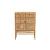 bali & pari Vivan Modern Bohemian Natural Brown Rattan and Mahogany Wood 3-Shelf Storage Cabinet