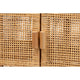 bali & pari Vivan Modern Bohemian Natural Brown Rattan and Mahogany Wood 3-Shelf Storage Cabinet
