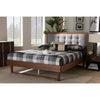 Baxton Studio Viviana Modern and Contemporary Light Grey Fabric Upholstered and Ash Walnut Finished Wood Full Size Platform Bed