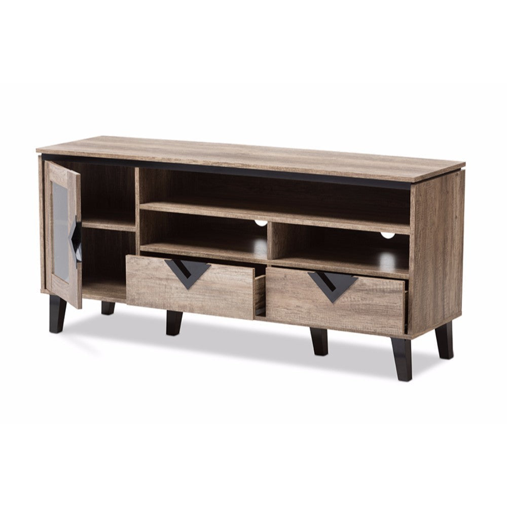Baxton Studio Cardiff Modern and Contemporary Light Brown Wood 55-Inch TV Stand WHI-W-1512