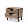 Baxton Studio Swanson Modern and Contemporary Light Brown Wood 2-Drawer Nightstand WHI-W-602A