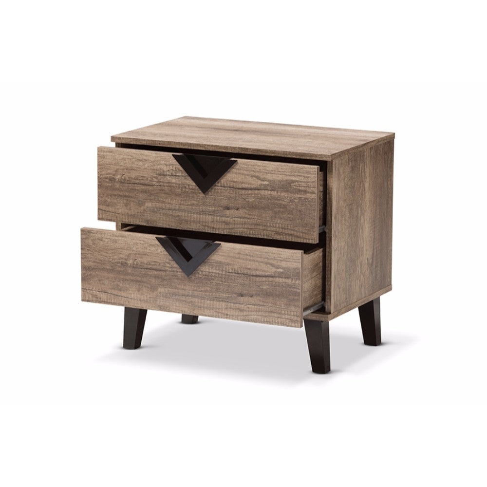 Baxton Studio Swanson Modern and Contemporary Light Brown Wood 2-Drawer Nightstand WHI-W-602A