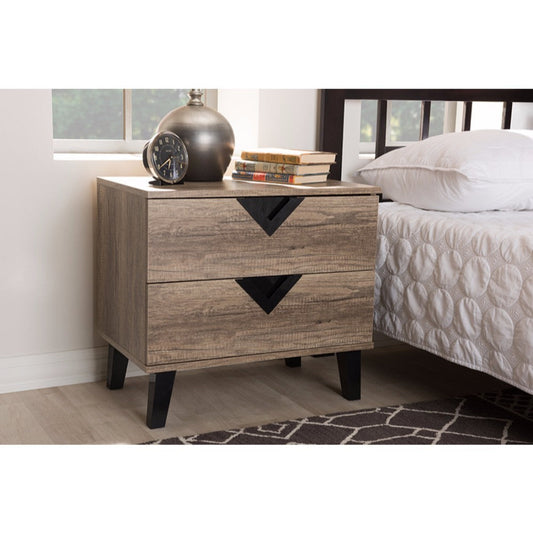 Baxton Studio Swanson Modern and Contemporary Light Brown Wood 2-Drawer Nightstand
