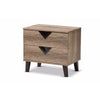 Baxton Studio Swanson Modern and Contemporary Light Brown Wood 2-Drawer Nightstand WHI-W-602A
