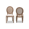 Baxton Studio Louis Traditional French Inspired Beige Fabric Upholstered and Antique Brown Finished Wood 2-Piece Dining Chair Set