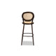 Baxton Studio Thalia Mid-Century Modern Dark Brown Finished Metal and Synthetic Rattan Outdoor Bar Stool