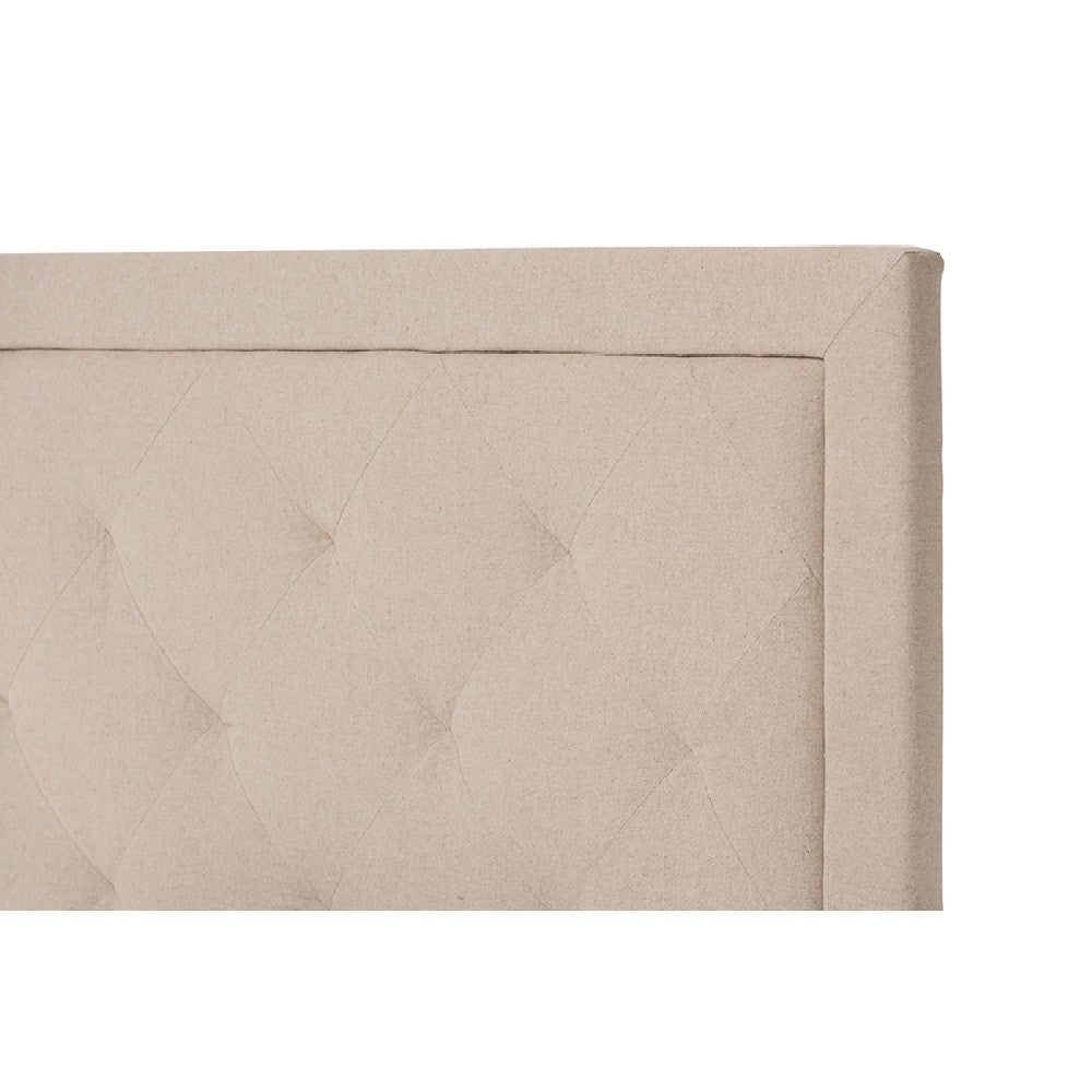 Baxton Studio Paris Modern and Contemporary Beige Linen Upholstered Twin Size Tufting Bed