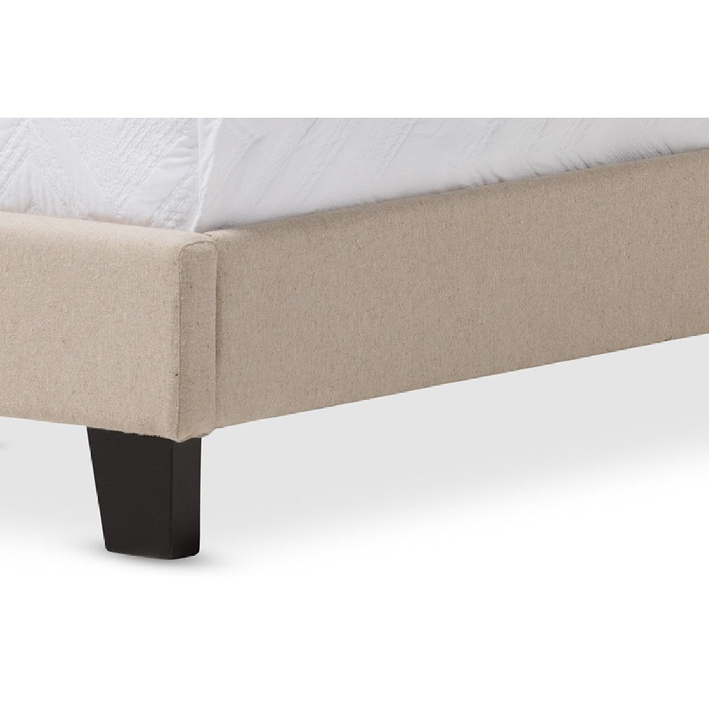 Baxton Studio Paris Modern and Contemporary Beige Linen Upholstered Twin Size Tufting Bed