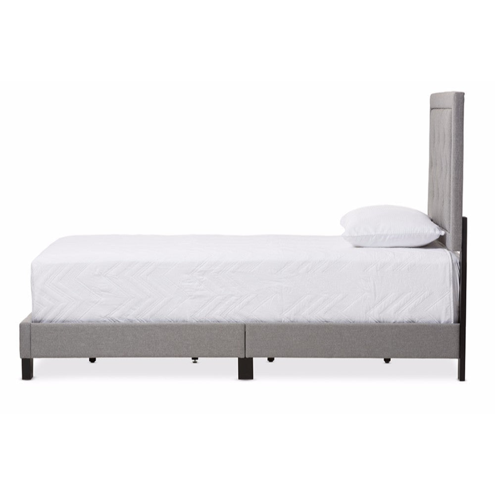 Baxton Studio Paris Modern and Contemporary Grey Fabric Upholstered Twin Size Tufting Bed