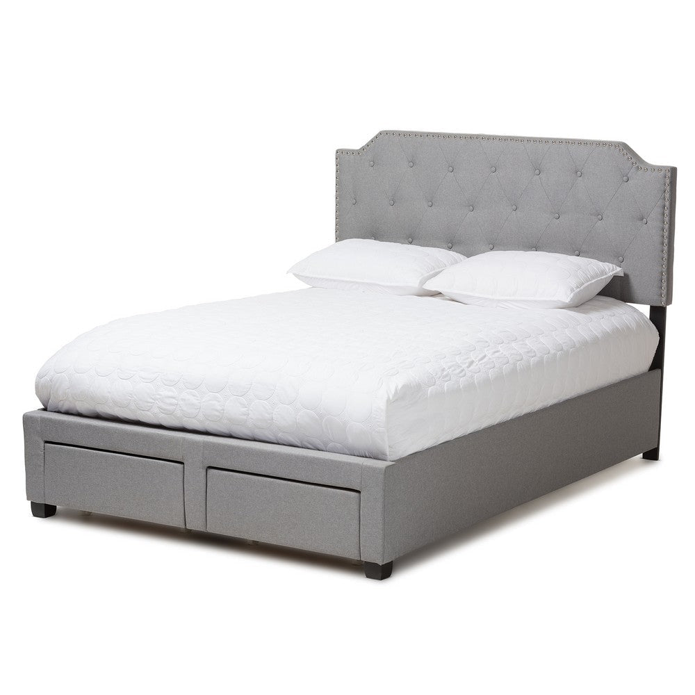 Baxton Studio Aubrianne Modern and Contemporary Grey Fabric Upholstered Queen Storage Bed WHI-WA8024-Gray-Queen