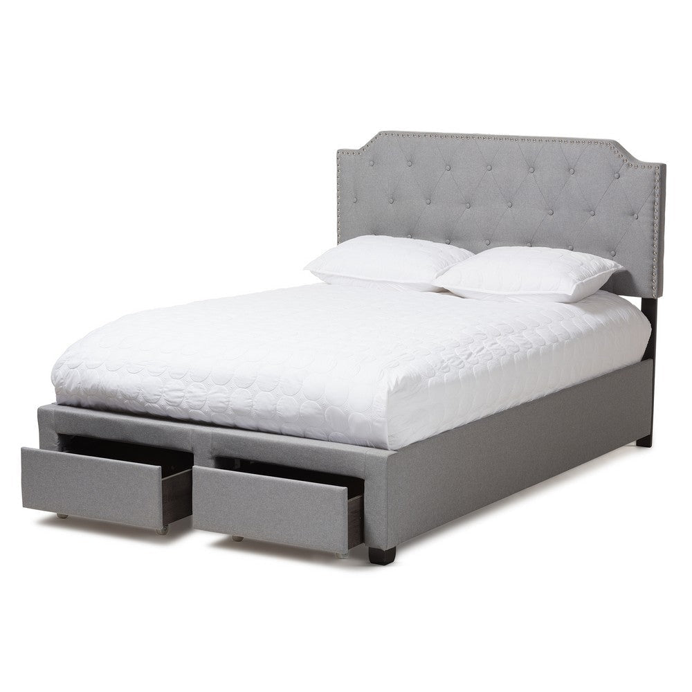 Baxton Studio Aubrianne Modern and Contemporary Grey Fabric Upholstered Queen Storage Bed WHI-WA8024-Gray-Queen