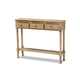 Baxton Studio Calvin Classic and Traditional French Farmhouse Oak Brown Finished Wood 3-Drawer Entryway Console Table