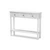 Baxton Studio Calvin Classic and Traditional French Farmhouse White Finished Wood 3-Drawer Entryway Console Table