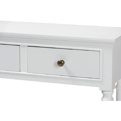 Baxton Studio Calvin Classic and Traditional French Farmhouse White Finished Wood 3-Drawer Entryway Console Table