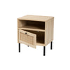 Baxton Studio Caterina Mid-Century Modern Transitional Natural Brown Finished Wood and Natural Rattan 1-Door End Table