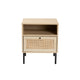Baxton Studio Caterina Mid-Century Modern Transitional Natural Brown Finished Wood and Natural Rattan 1-Door End Table