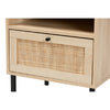 Baxton Studio Caterina Mid-Century Modern Transitional Natural Brown Finished Wood and Natural Rattan 1-Door End Table