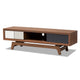 Baxton Studio Svante Mid-Century Modern Multicolor Finished Wood 3-Drawer TV Stand WHI-WI1701-Walnut-White-Grey-TV