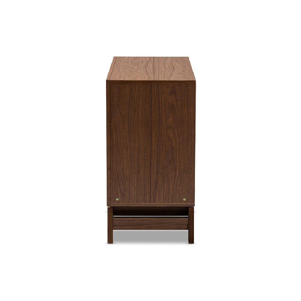 Baxton Studio Svante Mid-Century Modern Multicolor Finished Wood 6-Drawer Chest WHI-WI1704-Walnut-White-Grey-6DW-Chest