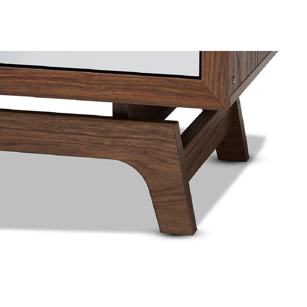 Baxton Studio Svante Mid-Century Modern Multicolor Finished Wood 6-Drawer Chest WHI-WI1704-Walnut-White-Grey-6DW-Chest