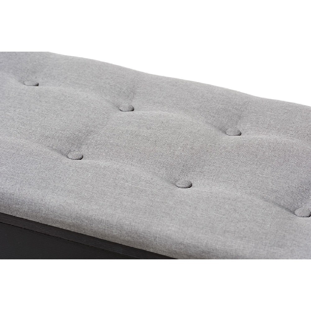 Baxton Studio Modern and Contemporary Espresso Finished Grey Fabric Upholstered Cushioned Entryway Bench WHI-WI5374-Gray