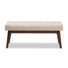 Baxton Studio Elia Mid-Century Modern Walnut Wood Light Beige Fabric Button-Tufted Bench WHI-WM1622-BE-Beige-Walnut