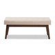 Baxton Studio Elia Mid-Century Modern Walnut Wood Light Beige Fabric Button-Tufted Bench WHI-WM1622-BE-Beige-Walnut