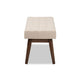 Baxton Studio Elia Mid-Century Modern Walnut Wood Light Beige Fabric Button-Tufted Bench WHI-WM1622-BE-Beige-Walnut