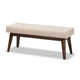 Baxton Studio Elia Mid-Century Modern Walnut Wood Light Beige Fabric Button-Tufted Bench WHI-WM1622-BE-Beige-Walnut