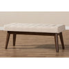 Baxton Studio Elia Mid-Century Modern Walnut Wood Light Beige Fabric Button-Tufted Bench WHI-WM1622-BE-Beige-Walnut