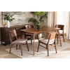 Baxton Studio Alston Mid-Century Modern Beige Fabric Upholstered and Walnut Brown Finished Wood 5-Piece Dining Set