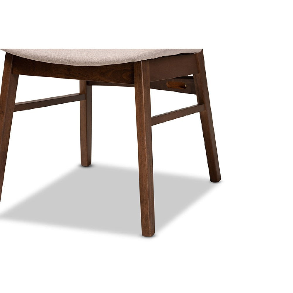 Baxton Studio Alston Mid-Century Modern Beige Fabric Upholstered and Walnut Brown Finished Wood 2-Piece Dining Chair Set