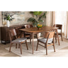 Baxton Studio Alston Mid-Century Modern Grey Fabric Upholstered and Walnut Brown Finished Wood 5-Piece Dining Set