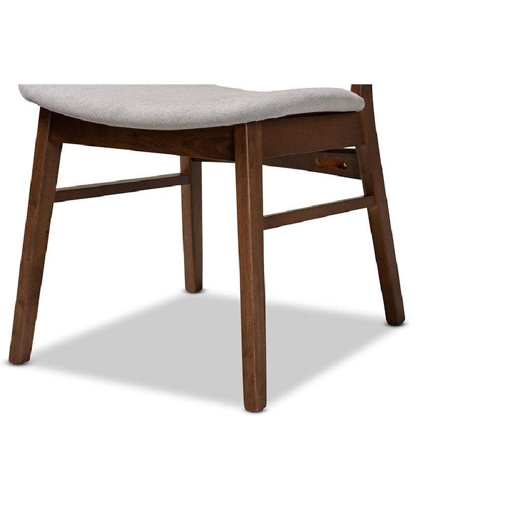 Baxton Studio Alston Mid-Century Modern Grey Fabric Upholstered and Walnut Brown Finished Wood 5-Piece Dining Set