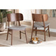 Baxton Studio Alston Mid-Century Modern Grey Fabric Upholstered and Walnut Brown Finished Wood 2-Piece Dining Chair Set