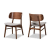 Baxton Studio Alston Mid-Century Modern Grey Fabric Upholstered and Walnut Brown Finished Wood 2-Piece Dining Chair Set