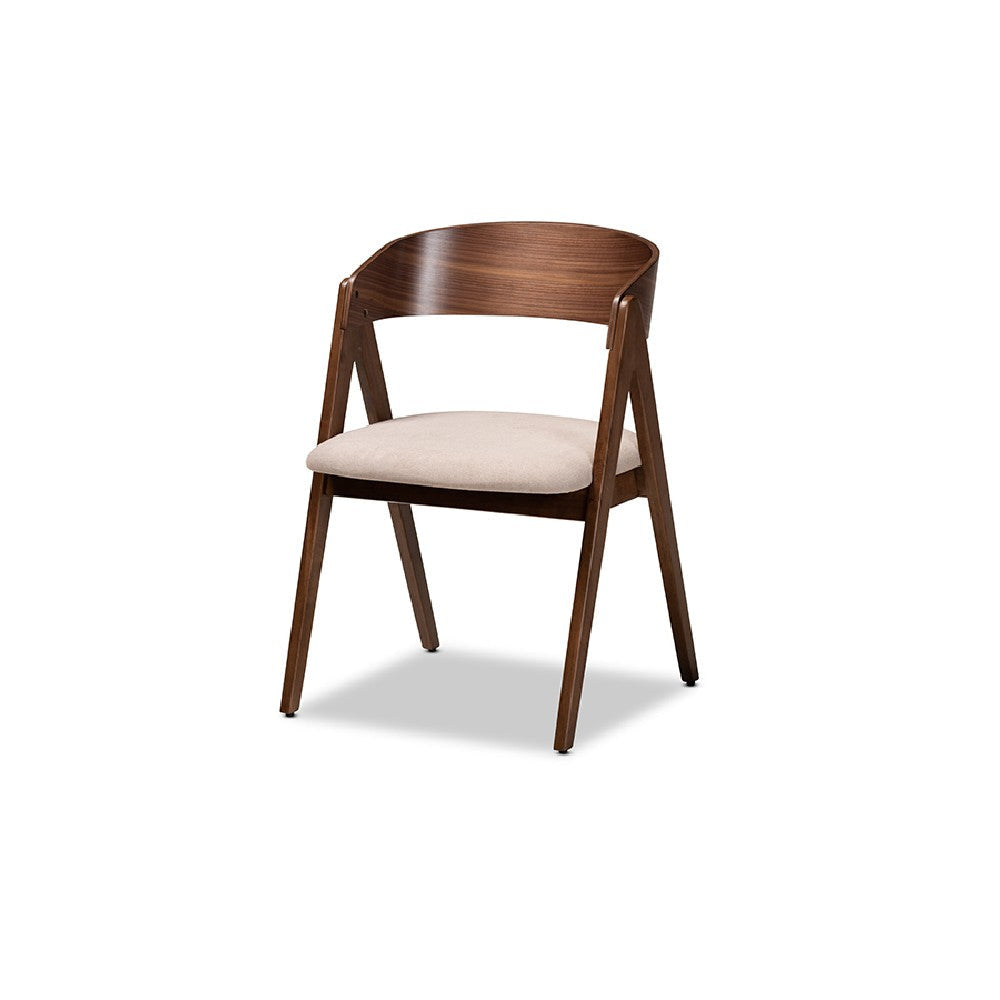 Baxton Studio Danton Mid-Century Modern Beige Fabric Upholstered and Walnut Brown Finished Wood 5-Piece Dining Set