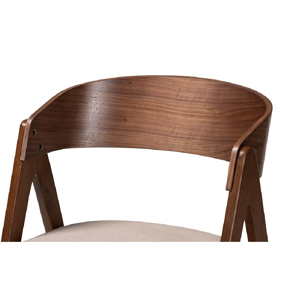 Baxton Studio Danton Mid-Century Modern Beige Fabric Upholstered and Walnut Brown Finished Wood 5-Piece Dining Set