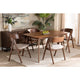 Baxton Studio Danton Mid-Century Modern Beige Fabric Upholstered and Walnut Brown Finished Wood 5-Piece Dining Set