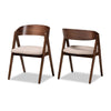 Baxton Studio Danton Mid-Century Modern Beige Fabric Upholstered and Walnut Brown Finished Wood 2-Piece Dining Chair Set