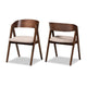 Baxton Studio Danton Mid-Century Modern Beige Fabric Upholstered and Walnut Brown Finished Wood 2-Piece Dining Chair Set