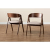 Baxton Studio Danton Mid-Century Modern Beige Fabric Upholstered and Walnut Brown Finished Wood 2-Piece Dining Chair Set