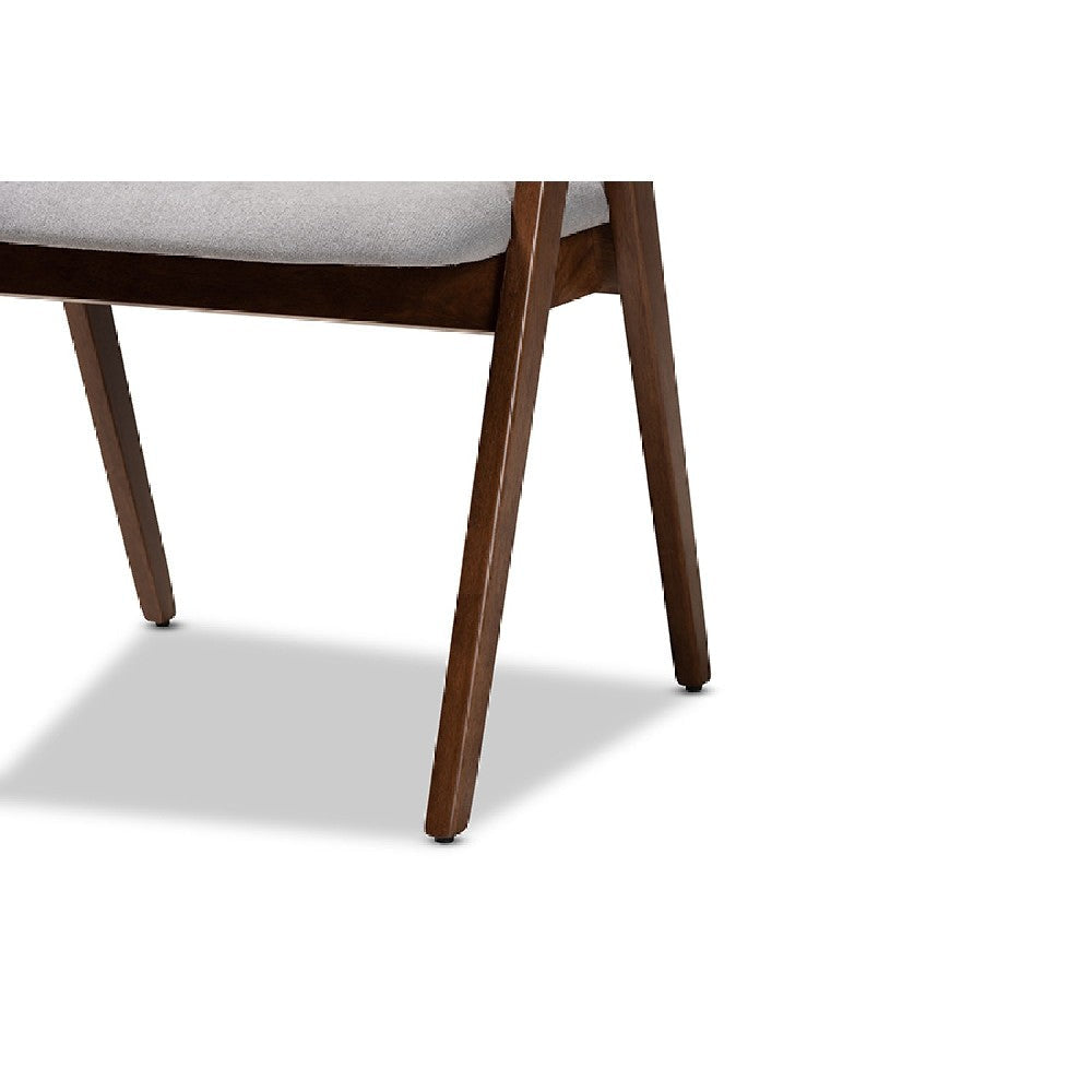Baxton Studio Danton Mid-Century Modern Grey Fabric Upholstered and Walnut Brown Finished Wood 2-Piece Dining Chair Set