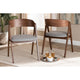 Baxton Studio Danton Mid-Century Modern Grey Fabric Upholstered and Walnut Brown Finished Wood 2-Piece Dining Chair Set