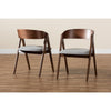 Baxton Studio Danton Mid-Century Modern Grey Fabric Upholstered and Walnut Brown Finished Wood 2-Piece Dining Chair Set