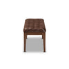 Baxton Studio Walsh Mid-Century Modern Dark Brown Leather-Effect Polyester Fabric Upholstered and Walnut Brown Finished Wood Dining Bench