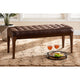 Baxton Studio Walsh Mid-Century Modern Dark Brown Leather-Effect Polyester Fabric Upholstered and Walnut Brown Finished Wood Dining Bench